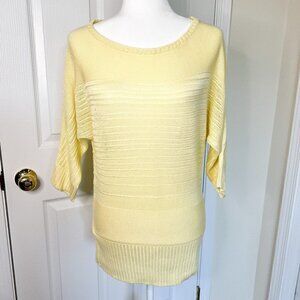 Women's New York & Company Sweater | Yellow | 3/4 Sleeve | Scoop Neck | Small